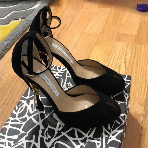 Diane von Furstenberg suede heels Lucette sz6M - Picture 2 of 9